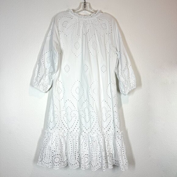 Soft Surroundings White Midi Dress Eyelet City of Gardens Cotton Large - Picture 5 of 10